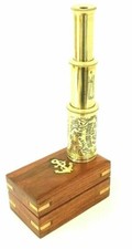 Maritime Telescope Dollond London Marine Navy Antique Brass Spy Glass Wooden Box