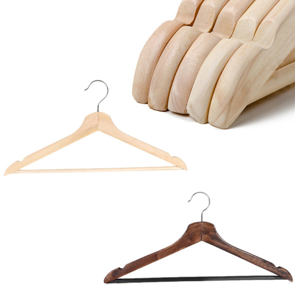 2PCS Multifunctional High Grade Solid Wooden Suit Hangers Coat Hangers