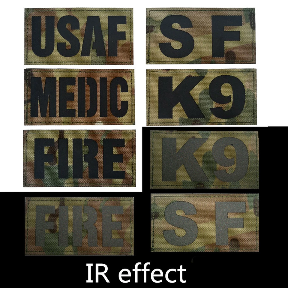 IR Reflective SF K9 Dog MEDIC USAF FIRE Cost JF0 Hook Loop Patch Fastener Badge - Image 4 of 4