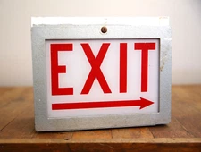 Vintage Glass EXIT Sign Double Sided light up electric lighted sign industrial