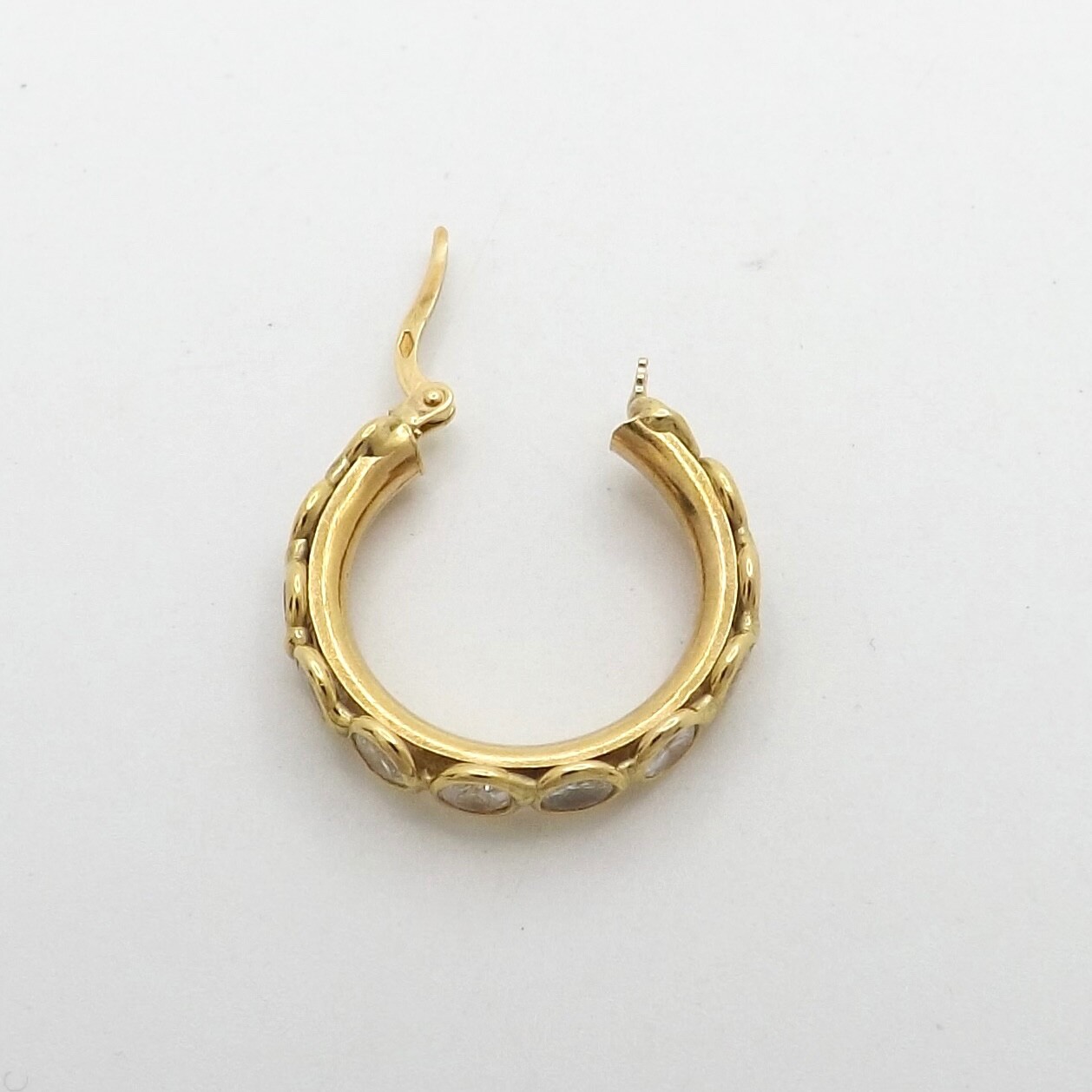 Solid 18k Gold Bubbles Single Hoop Earring One Cl… - image 3