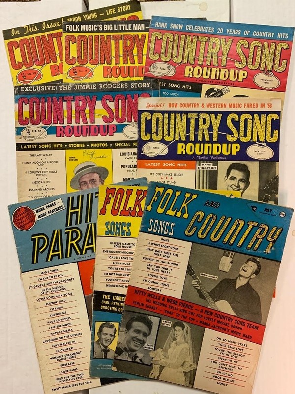 Big lot of 8 Country Song Roundup, Hit Parader, Folk Songs, 1950s, vintage issue