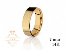 14K Yellow Gold 7mm FLAT Wedding Band Ring - Comfort Fit MATTE Brushed New