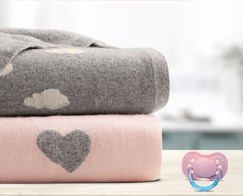 Natureville Merino Wolle Kaschmir Voluminöse Baby Decke 4-Jahreszeiten 100x80cm - Bild 2 von 13