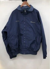 Columbia Blue Vintage Budweiser Fleece Lined Embroidered Full Zip Windbreaker L
