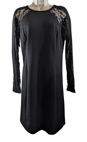 Philosophy Sheath Dress Womens Size 6 Black Knee Length Long Lace Sleeves