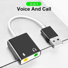 USB Audio Adapter External Sound Card for PC Laptop USB to 3.5mm Aux Mic Jack