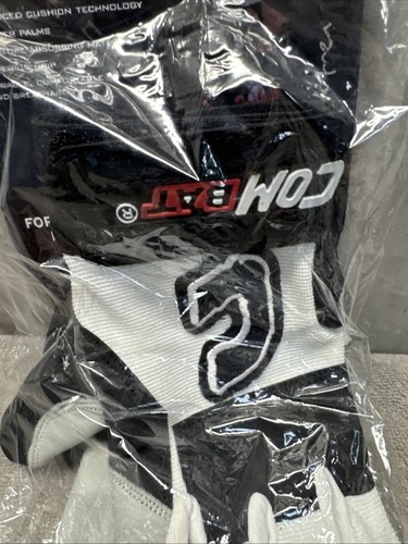 Ball•#11 COMbat Sports Premium Batting Gloves Adult Small Black & White NOS - Picture 6 of 22