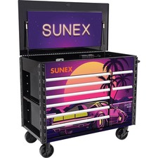 Juic'd BOX 50" 7 Drawer Power Cart with Retro Graphics SUU-8065PCBKRETRO