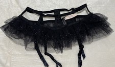 Victoria's Secret Cage Cut Out Rhinestone Garter Belt Size M / L Black NWT 58