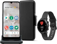 Image of Doro 8100 Pus Watch, Wallet, Cradle - Smartphone for Seniors - Unlocked - Black