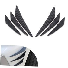 Car Front Bumper Lip Splitter, Rubber Fins Spoiler 6 PCS Carbon Fiber Black