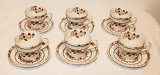 Set of 6 - Spode "Spode's Cowslip"  Flat Cup & Saucer Sets