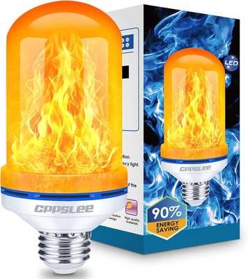 Upgraded LED Flame Light Bulbs, 4 Modes Flickering Light Bulbs, E26 Base Fire Fl