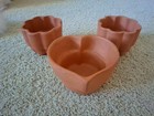 3 Vntg Bennington Terracotta: 1 Heart & 2 Flower Bread Pan Early Amrcn Stoneware — photo 1