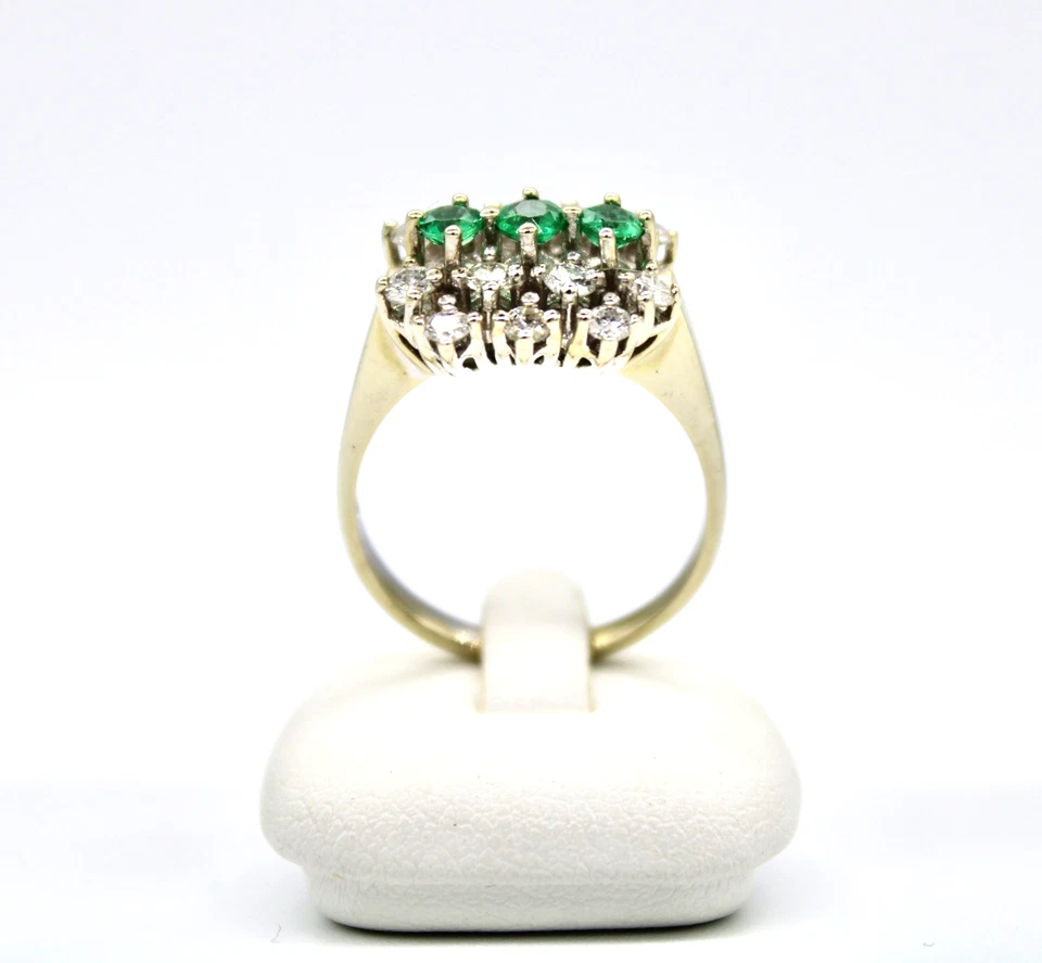 585 Weißgold Ring Smaragd Brillant 0,56 ct.  Damenring RW 53 - Bild 3 von 4