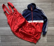 VINTAGE 1970  s ADIDAS TRACKSUIT JACKET  OVERALLS JUMPSUIT SIZE D36 US XS