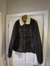 M&S Eighty Four Corduroy Trucker Jacket Sherpa Fleece Lined navy large 🔥