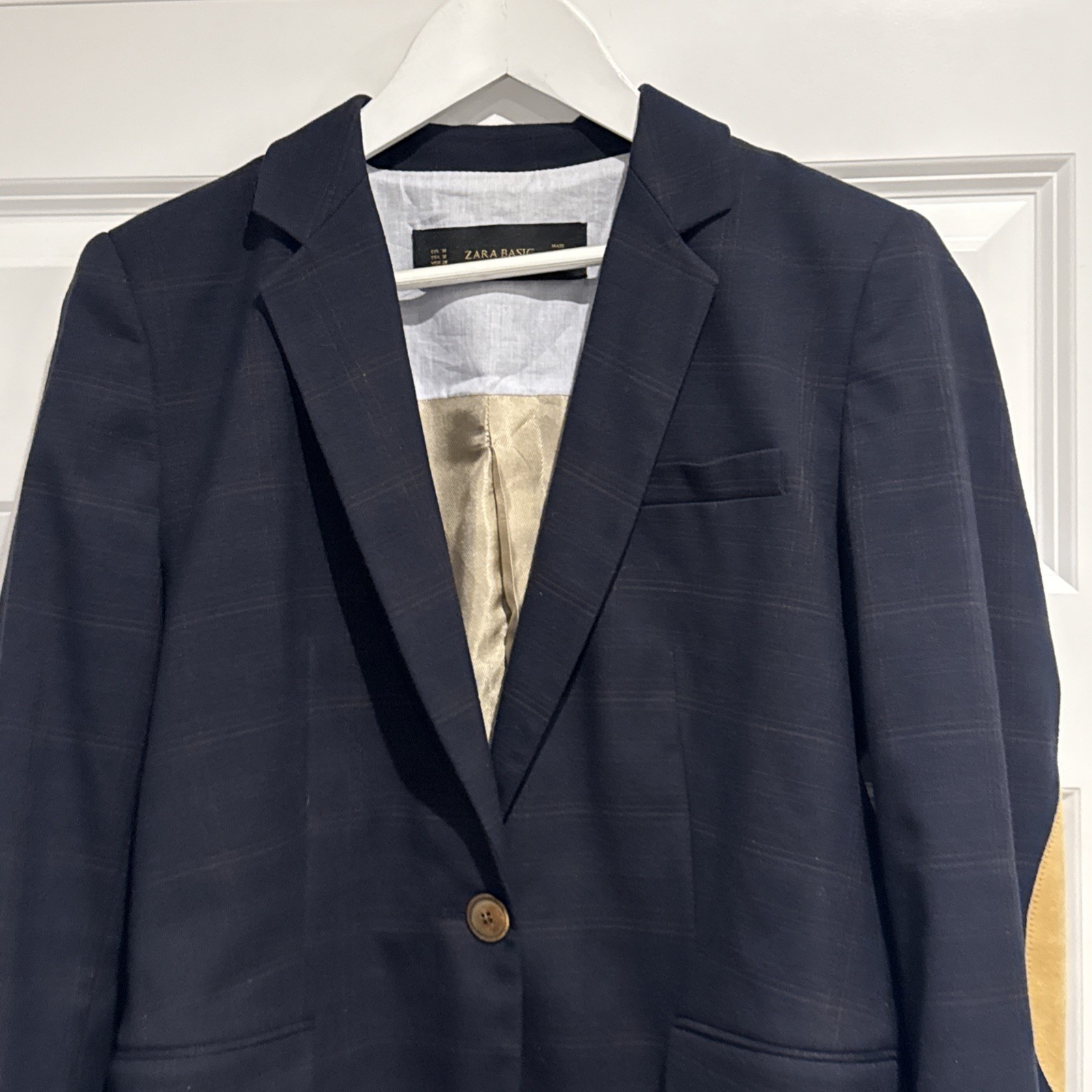 Zara Basic Women’s Navy Checked Blazer Jacket Siz… - image 2