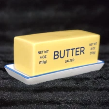 Stick of Butter Lidded Butter Dish Ceramic 7x3 Kitchen Decor Food Whimsy Yellow