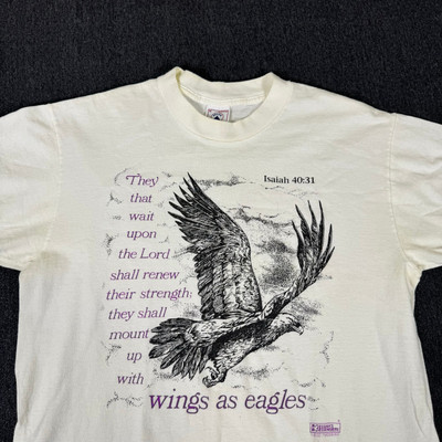 #ad Vintage 90s Wings as Eagles Jesus Isaiah 40:31 Single Stitch T Shirt Size Medium $15.39