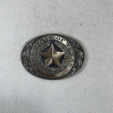 The State of Texas Solid Brass Belt Buckle Tony Lama Series Lone Star Cowboy VTG