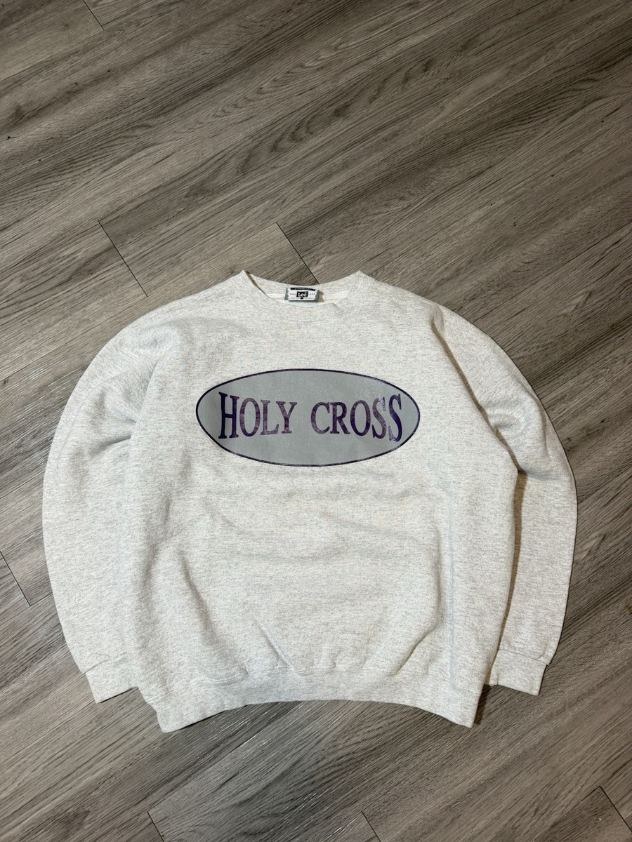 Vintage Lee Holy Cross Gray Crewneck Sweatshirt Men's L Graphic Print College