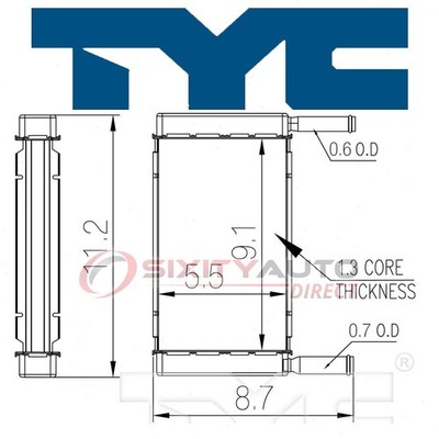TYC HVAC Heater Core for 1967-1972 GMC C25 C2500 Pickup Heating Air ne