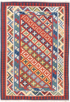 Kelim Kashkouli Teppich 212x307 cm handgewebt Wolle Persien Unikat Neu