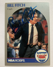 1990 NBA HOOPS #321 BILL FITCH (d.2022) NETS SIGNED AUTHENTIC AUTOGRAPHED CARD