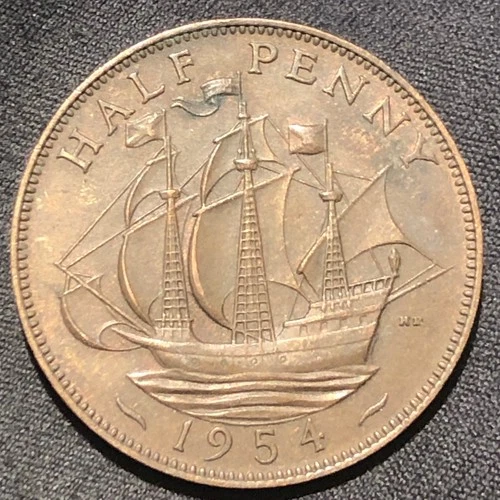 Photo of a 1954 George V Half Penny from an eBay listing that sold on Jun 30, 2026