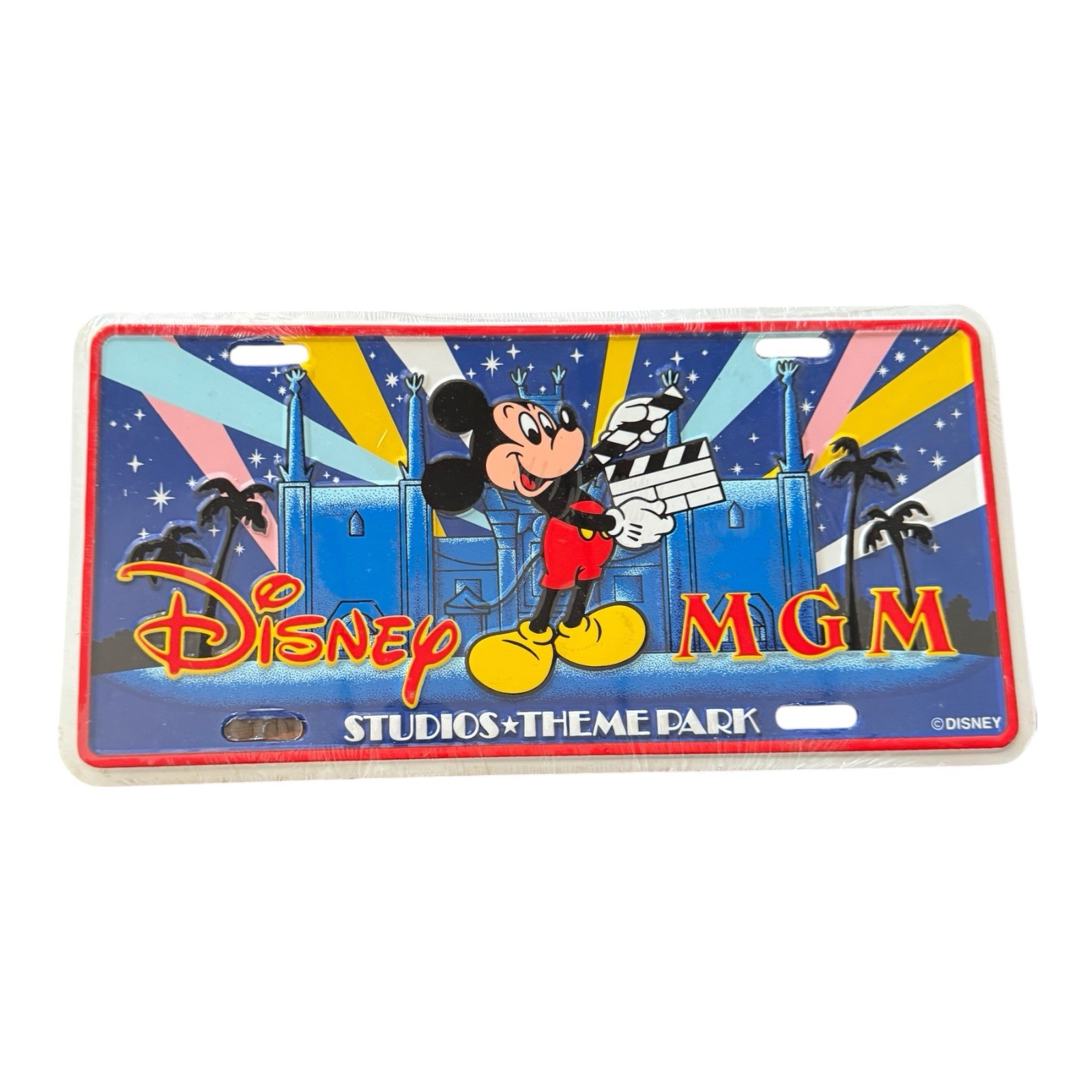 Walt Disney World MGM Studios Park License Plate Tag Metal Mickey NOS Sealed