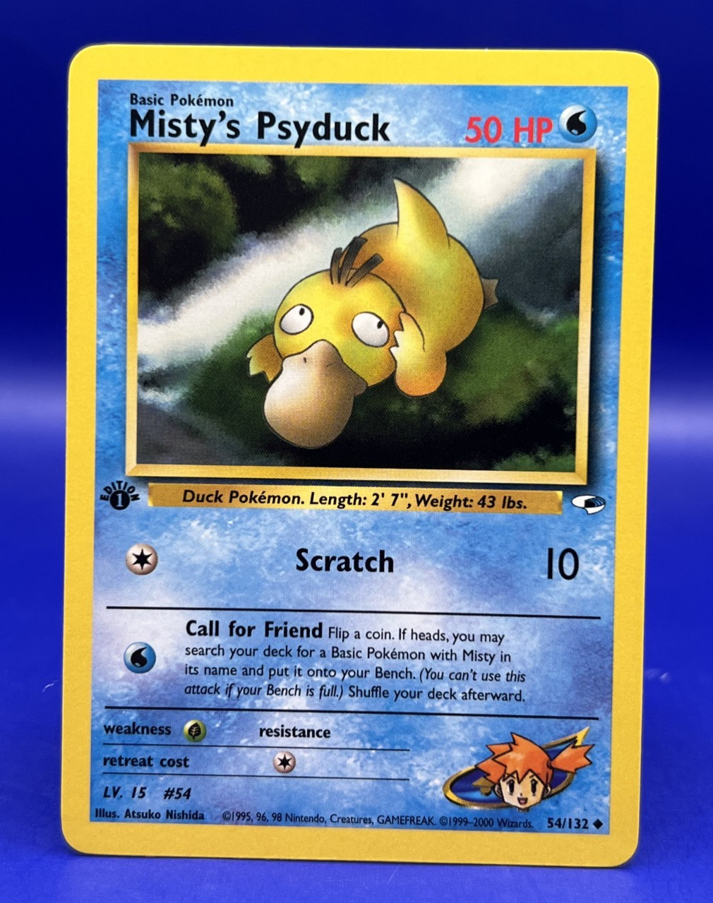 2000 Pokemon Card Gym Heroes 1st Edition Misty's Psyduck 54/132 NM