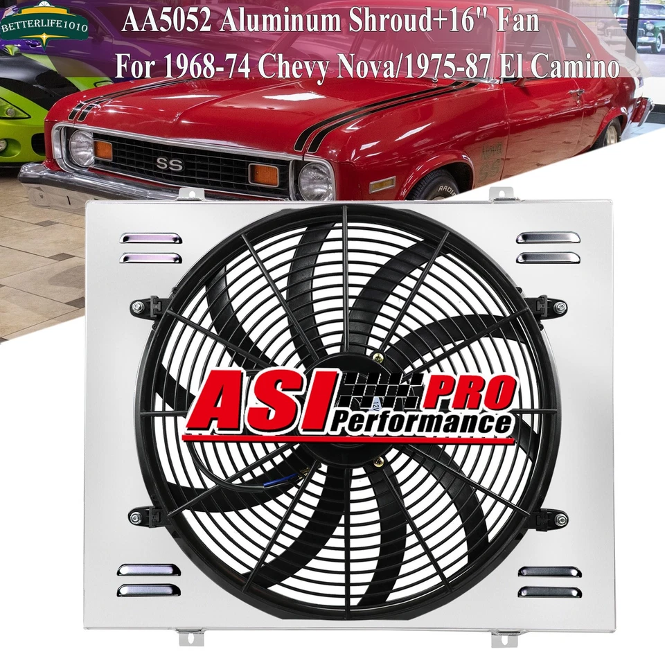 Electric Shroud 16" Fan fit 1968-74 Chevy Nova/1975-87 El Camino/1968-81 Pontiac Foto 2 de 4