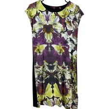 Ted Baker Sz 2 Peach Blossom Bardot Minala dress floral print cap slv dress