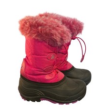 Kamik Kids Pink Faux Fur Trim Waterproof Winter Snow Boots Size 1 Bungee Lacing
