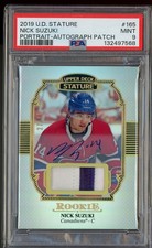 2019-20 Upper Deck Stature Patch Autographs Portrait #165 Nick Suzuki /33 PSA 9