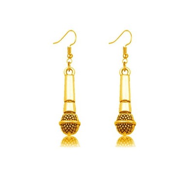 Microphone Earrings - Personalized Charm Music Drop Jewelry - Musician Gifts for