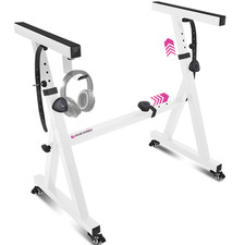 White Z-Style Piano Keyboard Stand w/ Wheels Adjustable for 54 88 Key Pianos