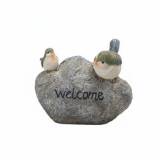 Resin Welcome Sign Raised Lettering Bird Welcome Plaque Textured for Courtyard
