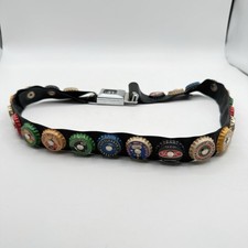 1990s Retro Bottle Cap Belt, 36  with Seat Belt Buckle   Unique Statement Piece