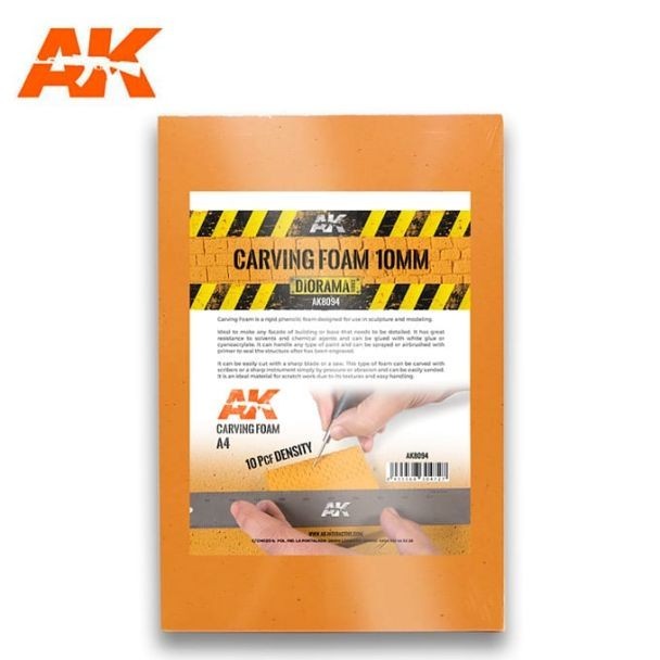 Carving Foam 10mm A4 (305x228mm) - Hobby Accessories - AK Interactive Brand New
