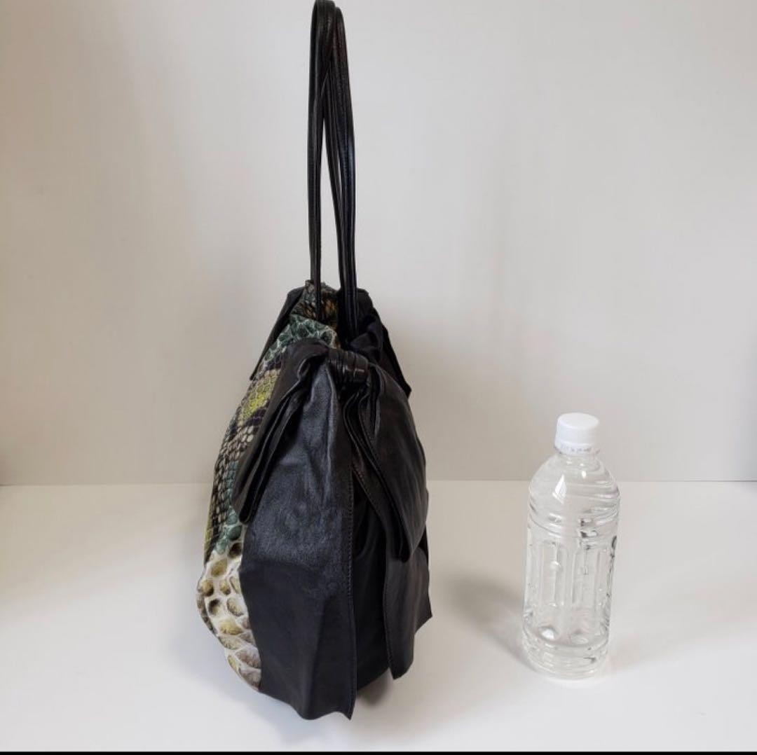 Prada Shopper Python Print Canvas Leather Shoulde… - image 16