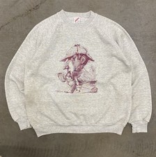 Vintage Sherlock Holmes Sweatshirt Men's Size L Gray Caricature 1980s