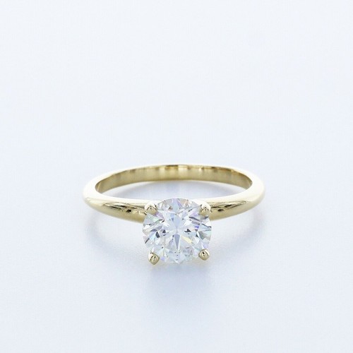 1,5 KT im Labor erstellter Diamant E/VVS2 sehr gut geschliffen rund brillant 14K Gelbgold 4 - Bild 1 von 5