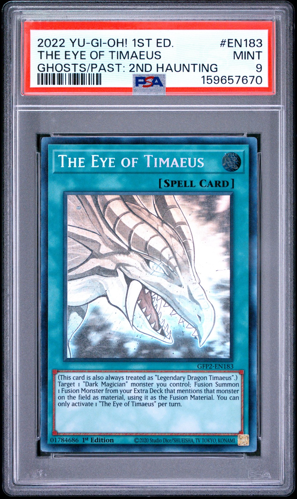 The Eye Of Timaeus GFP2-EN183 1st Edition Ghost Rare Yugioh PSA 9 *670 view 1