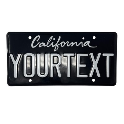 EMBOSSED California Style US License Plate USA Black and White Custom Reflective