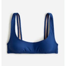 NWT J. Crew Blue Heritage Scoop Neck Bikini Top Women's S Lined Adjustable BX611