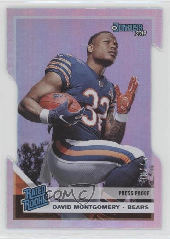 2019 Donruss Press Proof Silver Die-Cut 36/75 David Montgomery Rookie RC wd9