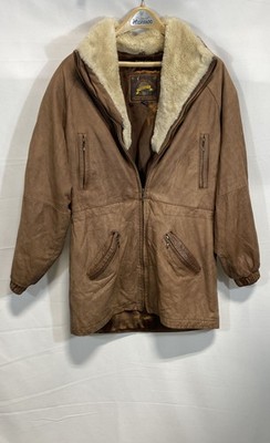 Vintage 90s Wilsons Adventure Bound Leather Bomber Jacket Sherpa Collar Mens XS